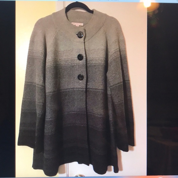 JM Collection Jackets & Blazers - JM Collection Dip Dyed Button Gray Cardigan Sz 2X